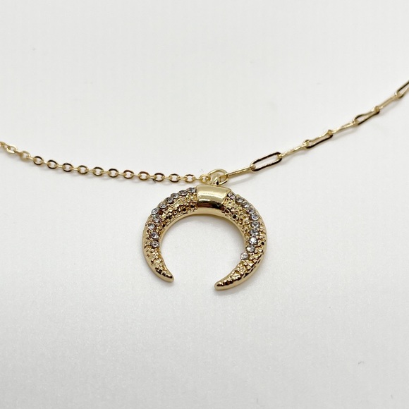 New Moon Star Rhinestone Choker Necklace - Picture 4 of 8